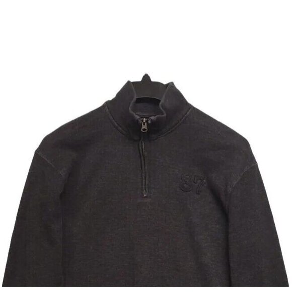 Aeropostale Sweater Mens Large Charcoal Gray Quarter Zip Mock Neck - Picture 4 of 6